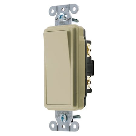 Hubbell Wiring Device-Kellems Switches and Lighting Control, Decorator Switch, Specification Grade, Four Way, 20A 120/277V AC, Back and Side Wired, Ivory DS420I